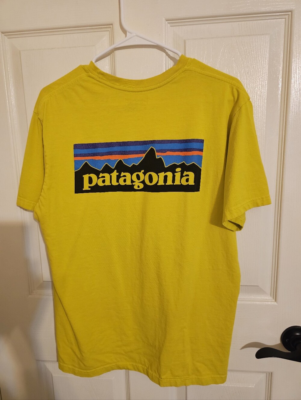 Patagonia Yellow Tee with Multicolor Logo